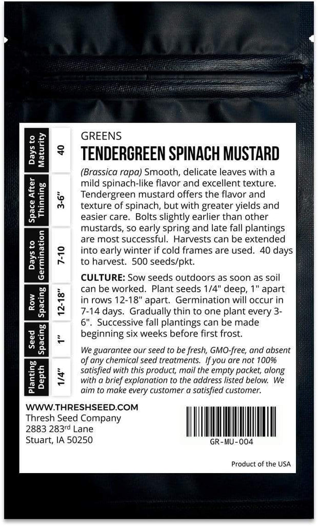 Tendergreen Spinach Mustard Komatsuna Thresh Seed Co